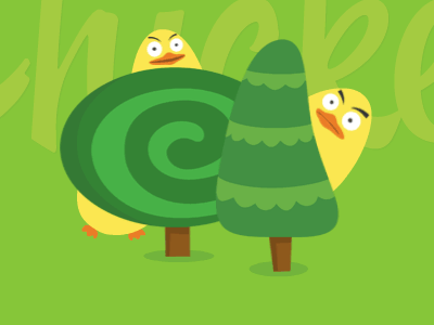 Hidden chickens background chicken design game gif green hide illustration shadow three tree