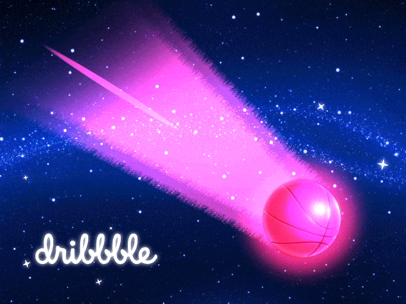Hello, Dribbble! [gif] ball comat debut first shot space stars