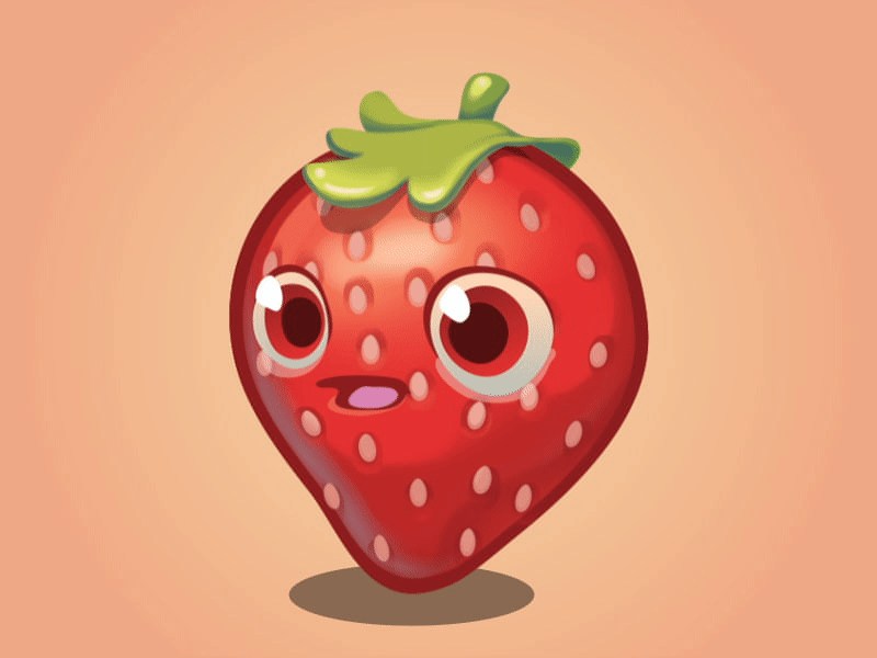 Strawberry [gif] berry character enjoy green red spine strawberry wink winky