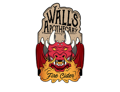 Walls Apothecary - Fire Cider bottle cider dragon fire illustration label package packagedesign