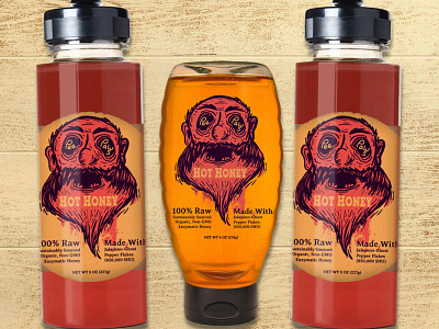 Pee Paw's Hot Honey art bottle branding grandpa honey hot sauce illustration label lithography logo package packagedesign spicy