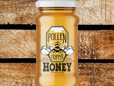 Pollen Hopper Honey apiary art bee beekeeper bottle branding brandlogo honey illustration jar label package packagedesign