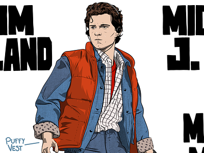 Tom Holland / Marty McFly BTTF back to the future illustration marty mcfly mashup mashup illustration tom holland