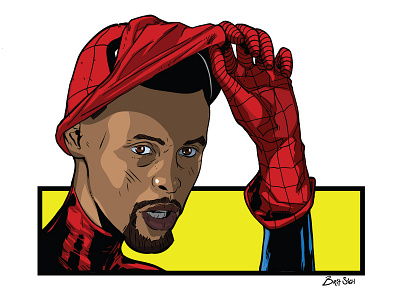 Miles Morales 'Spiderman/Steph Curry Mashup adobe draw comic book digital art golden state warriors illustration miles morales spiderman steph curry