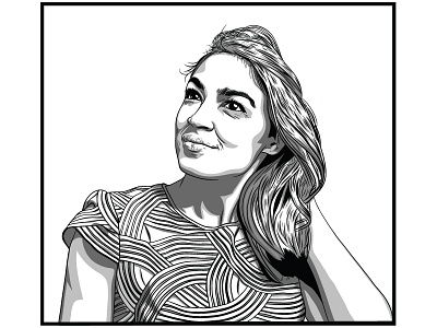 Alexandria Ocasio Cortez in black & white adobe draw alexandria ocasio cortez apple pencil digital art illustration politics portrait quotes