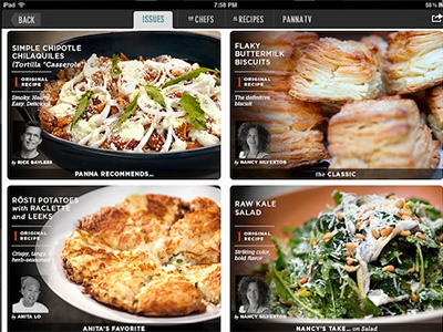 Video cooking magazine for iPad