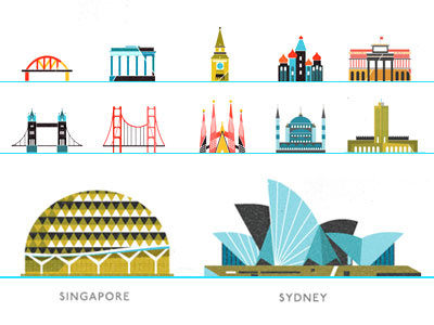 Singapore and Sydney landmarks