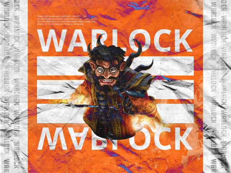 WoW Warlock Poster grunge texture grunge esports games mmo warlock social media worldofwarcraft type orange cover design graphic design poster design adobe design