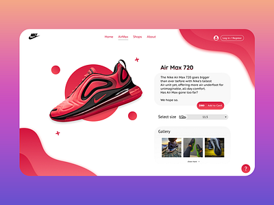 Nike Air Max 720 Page color design gradient nike nike air nike air max pages red sneakers sport ui ux web webdesign