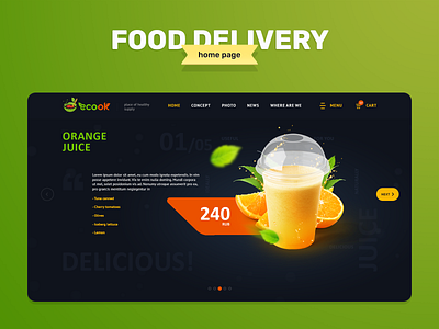 EcoOk - Food Delivery (Home page) delivery e commerce ecology ecommerce fast food food icon design illustration online shop online store online store commerce photoshop slider design ui uiux ux web design webdesign