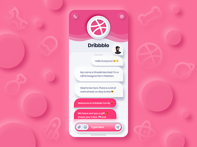 Hello Dribbble, I'm Shoaib! chat app hello dribbble mobile app mobile design mobile ui neumorphic neumorphism skeumorphic skeumorphism