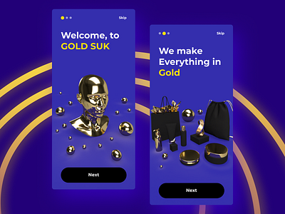Gold SUK App | Onboarding 3d 3d art gold golden mobile app mobile design mobile ui onboarding screen onboarding ui