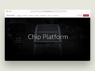 ReSound ONE — Chip animation branding figma landingpage scroll tumult hype ui web