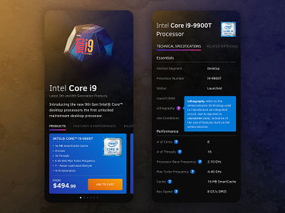 Intel Core i9 Concept abstract app clean cpu futuristic hardware intel interface mobile processor shopping store tech ui ux visual web