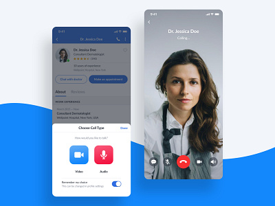 Calling Doctor — Choose Call Type app audio call call doctor medical medicine ui ux video call video chat voip