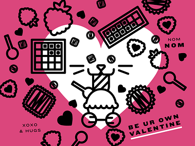 Be ur own valentine branding cat chocolate design galentine galentines heart icecream illustration philadelphia raspberry typography valentine vector art vector illustration