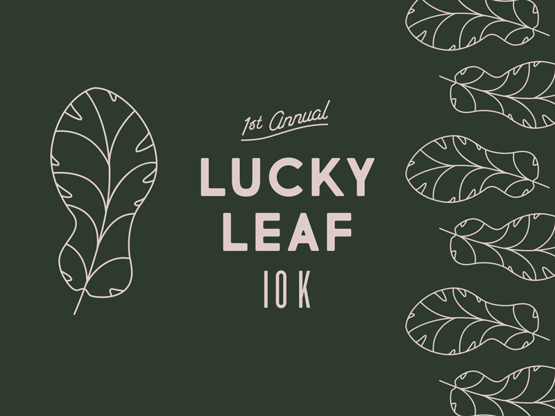 Feelin' Lucky 10k branding leaf leaf logo logo lucky running running shoe type