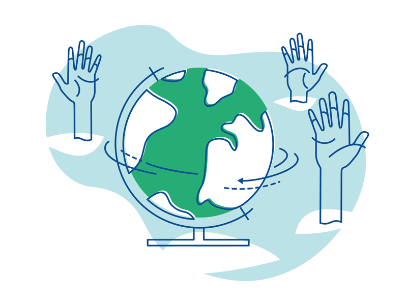 Everyone Everywhere branding design dignity globe hands heart human icon illustration inherent people ruler universe vector art