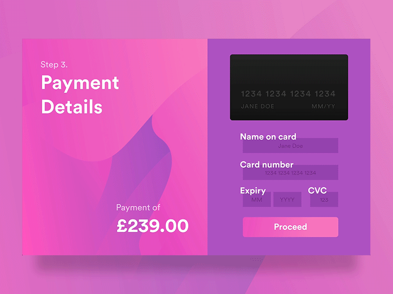 Daily UI #002 Credit Card Checkout animation checkout credit card daily ui dailyui gradient ui ux