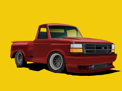 Slick red truck cars digital illustrations