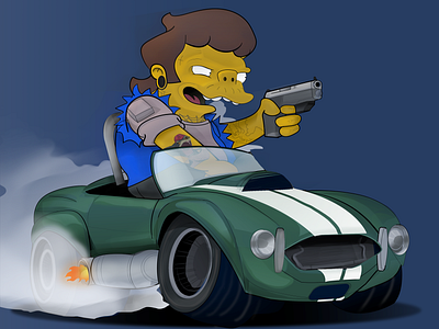 Headed to work automotive automotive art cars cobra design digital art digital illustration illustration simpsons snake vector