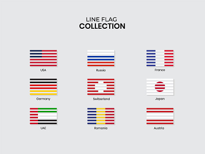 Line Flag Collection collection country cultural culture emirates flag flags france japan national set team uae usa