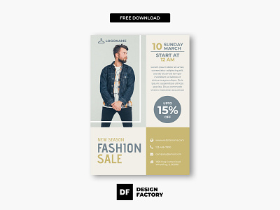 Modern men fashion sales flyer template. Free Download!