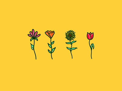 Growth daisy flowers flowers illustration outlines poppy procreate rose sunflower
