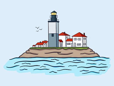 Rhode Island Lighthouse beach beavertail design illustration lighthouse ocean oceans procreate rhode island sea