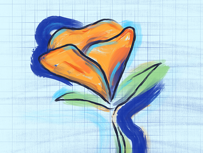 Poppy Graph flower graph graph paper illustraion ipad pro lines oil paint oil painting pattern poppy print procreate