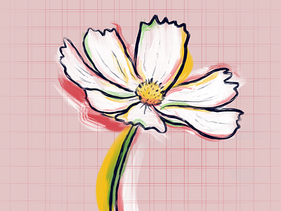 Flower Graph Garden flowers flowers illustration flowershop garden graph graph paper graphic green highlight oil oil paint petals pink pink yellow pinky procreate procreateapp stem yellow