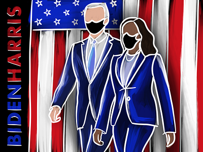 Biden Harris 2020 design election flag illustration masks new yorker oil paint oil painting presidential presidential election procreate vote