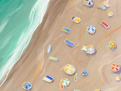 Beach beach illustration ocean oil painting procreate towels umvrella vacation