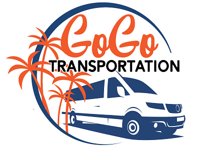 GoGo Transportation airport shuttle branding design logo tour van transportation vector