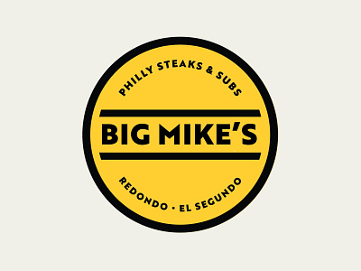 Bike Mikes Philly Steaks & Subs badge badge logo branding eatery grab and go logo logo design logos philly cheese steaks restaurants sandwiches sub yellow