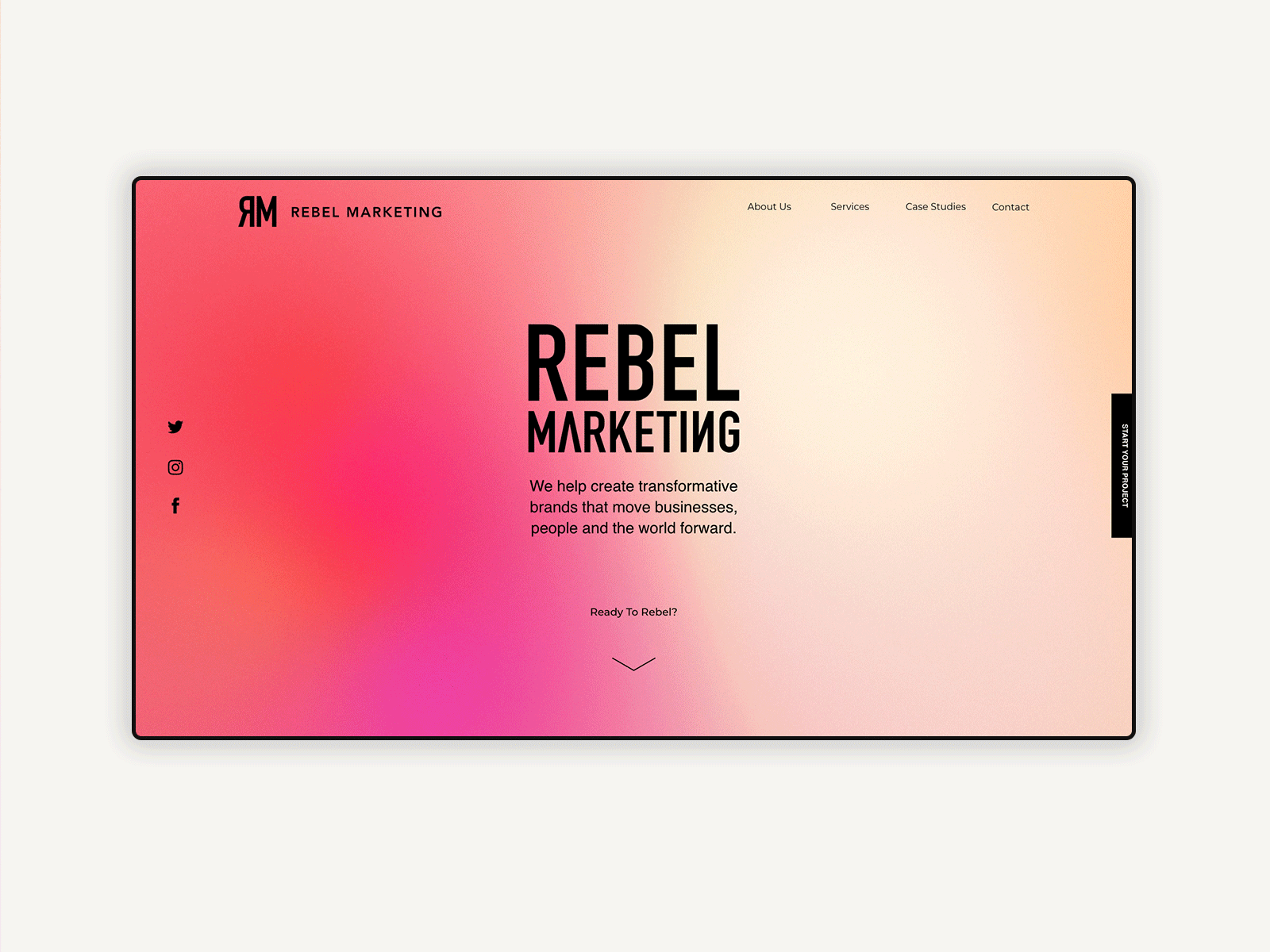 Rebel Marketing Website Design gradients grainy gradients pr screens ui website design
