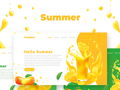 Summer & Fruit Web UI UX Design Download Free psd animation app branding design illustration juice summer uiux vector website