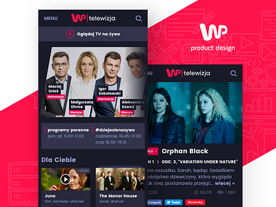 Mobile design wp.tv 2016 design mobile telewizja ui ux web webdesign wirtualna polska wp wp telewizja wp.tv