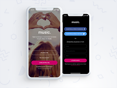 Music app login screen