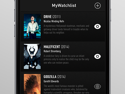 MyWatchlist App - movies list app cinema films interface ios iphone list mobile movies ui