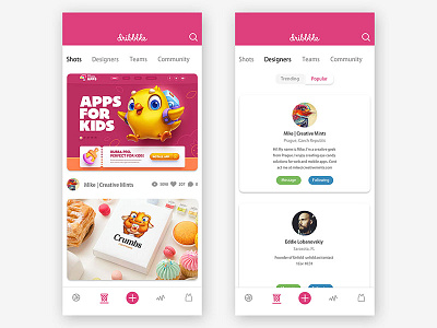 Shots#Dribbble App Redesign app dribbble redesign