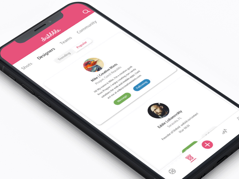 Designers Demo#dribbble app redesign app dribbble redesign