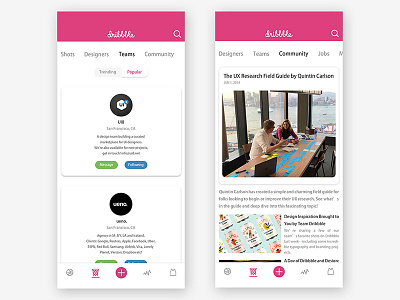 Shot 02 #dribbble app redesign app dribbble redesign