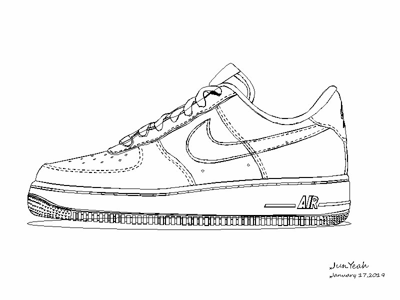 Sketch Of Nike Air Force Ones Coloring Pages