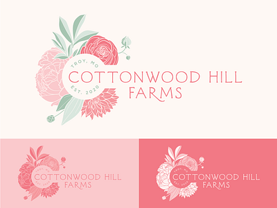 Cottonwood Hill Farms Logo - WIP dahlia farm floral flower graphic designers illustration illustrative logo design missouri peony ranunculus st. louis