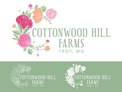 Cottonwood Hill Farms Logo bouquet branding design farm flower identity illustration logo missouri st louis mo wreath