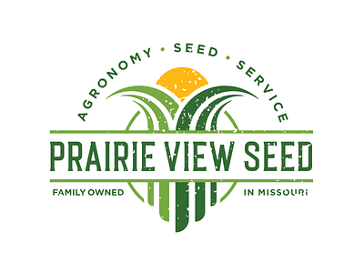 Prairie View Seed Logo Design agronomy badge corn designer distressed farm farming field logo missouri seed sunrise
