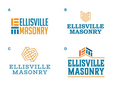 Masonry Company Logo Options brand branding brick design designer em graphic identity logo mark mason masonry missouri monogram typographic