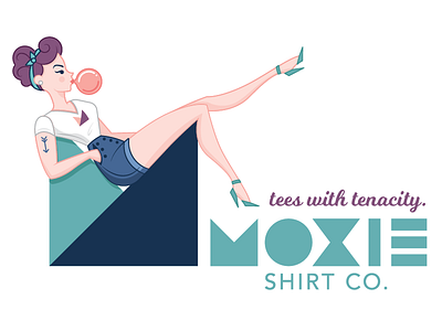 Moxie Shirt Co. Mascot & Wordmark branding geometric logo mascot moxie retro shirt t shirt whimsical wordmark