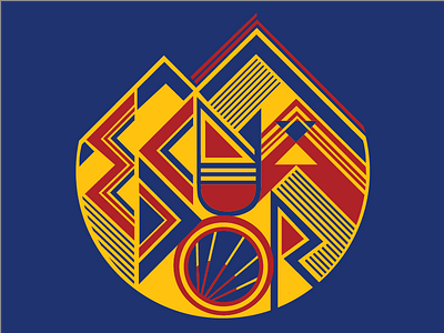 Ecuador Emblem abstract badge ecuador geometric mountain sun
